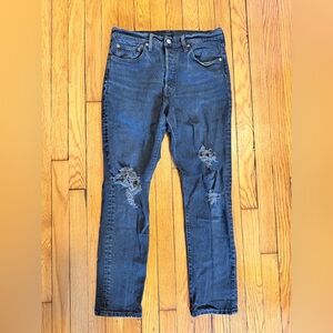 Levi's Washed Black  Ripped 501 straight Leg Jeans